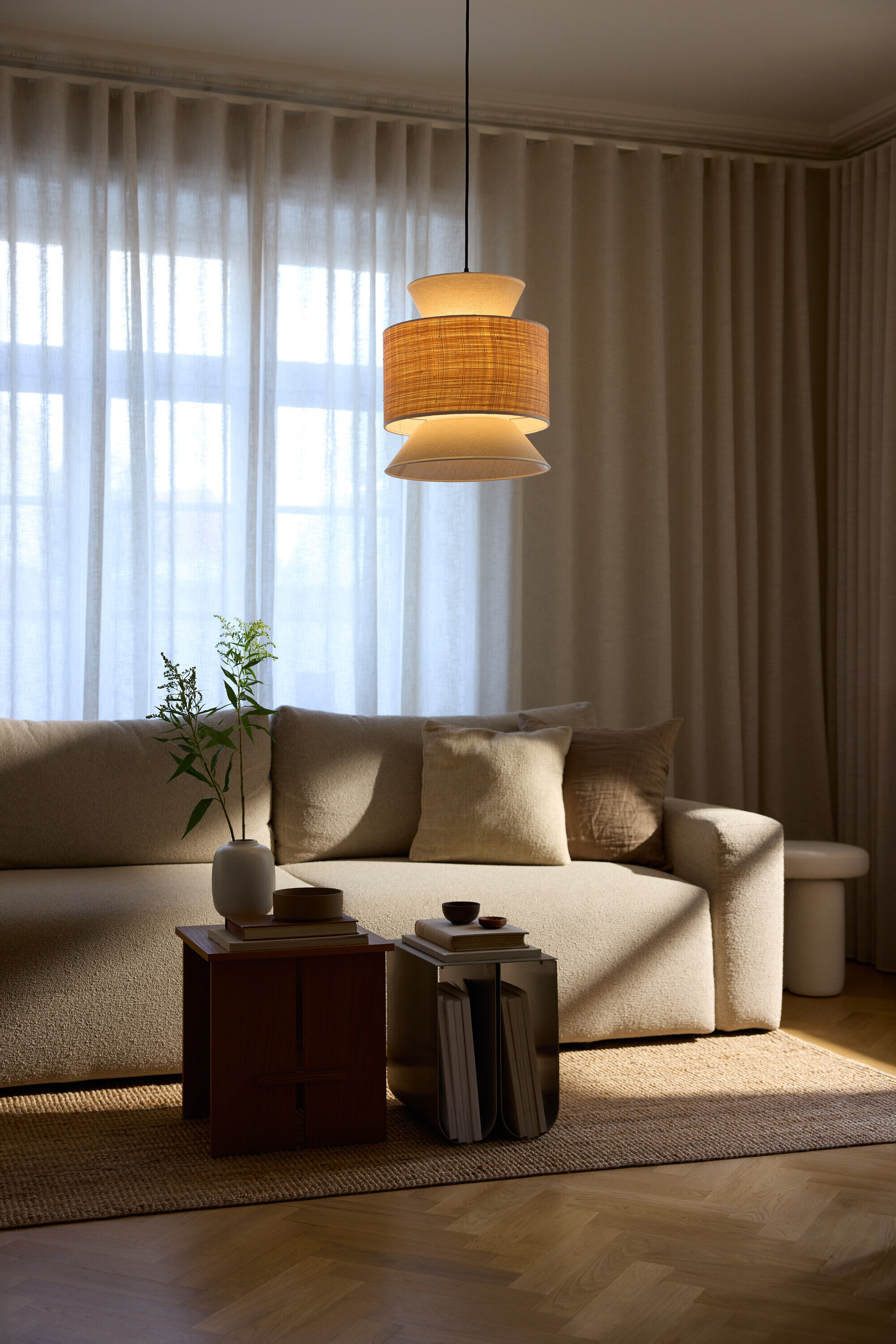 OSRAM Pendelleuchte "Decor Wrap", beige (beige, kegelform), Ø 35cm, 1 Stk., Leuchten, Fassung E27, Bast und Leinen und Stahl, Pendelleuchte
