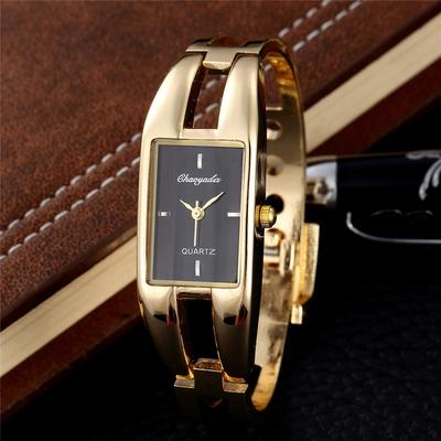 Fusion Finds Luxury Rectangle Gold Bracelet Watch For Women Elegant Quartz Stainless Steel Bangle Wrist Watch gold Black