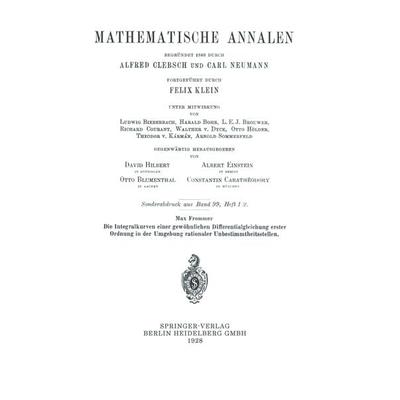 Die Integralkurven einer gewöhnlichen Differentialgleichung erster Ordnung in der Umgebung rationaler Unbestimmtheitsstellen, Taschenbuch von Max