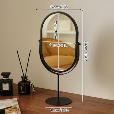 Fusion Finds Light Luxury Vanity Mirror Desktop Oval Makeup Mirror For Dressing Table Bedroom Decor type B Black