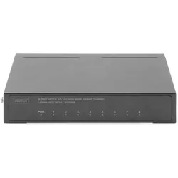 Digitus 8-Port Gigabit Switch, Desktop, Unmanaged, Metallgehäuse (8 Ports), Netzwerk Switch, Schwarz