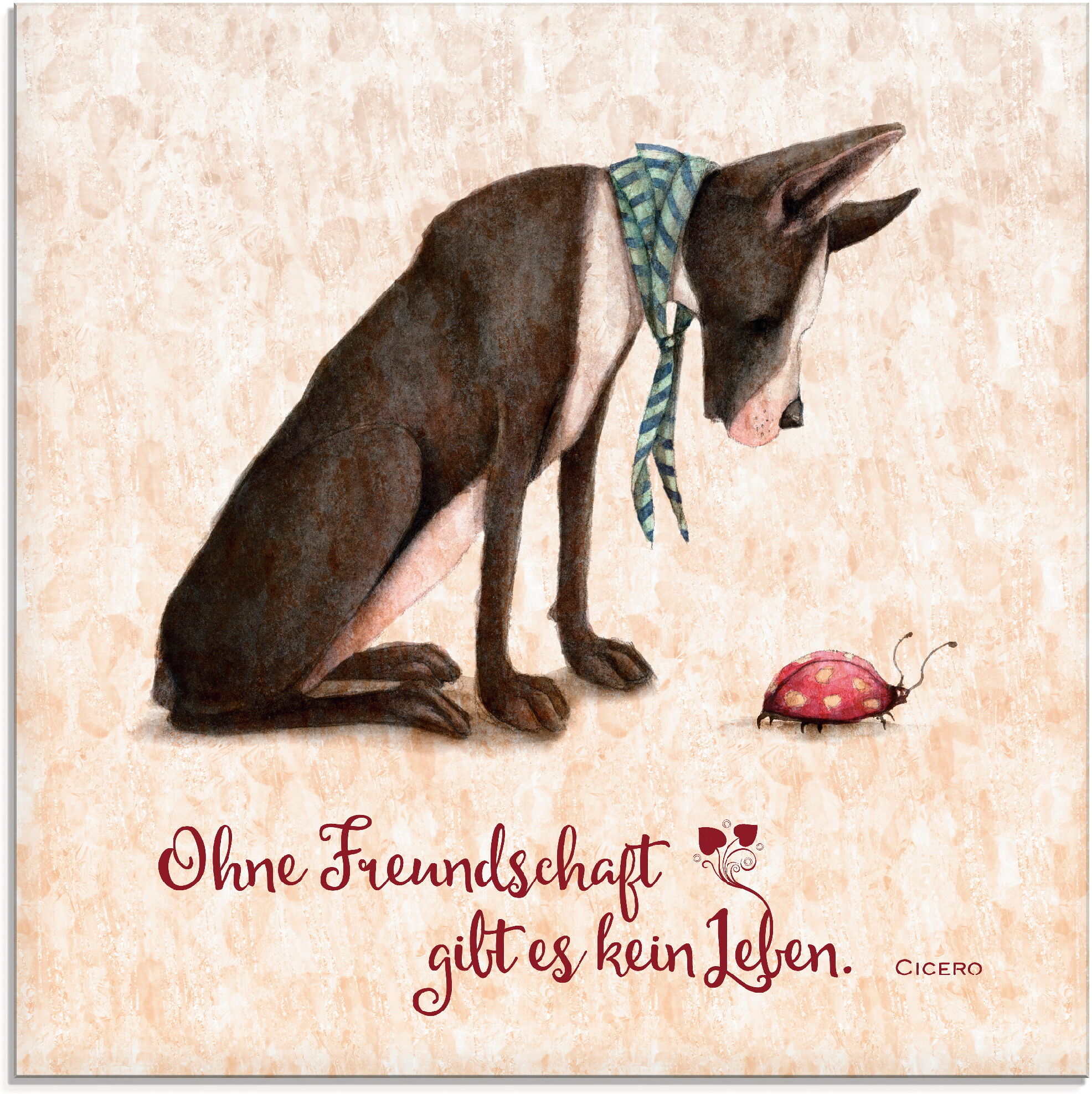 Glasbild ARTLAND "Lebensweisheit Freundschaft", beige (farbe bild(er): naturfarben), B:20cm H:20cm, Bilder, Glasbild, in verschiedenen Grössen farbe bild(er): naturfarben B/H/T: 20cm x 20cm, Glasbild Tiere quadratisch, 1 Stk.