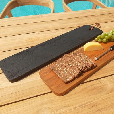 "Nordic Teak 24"" Charcoal Charcuterie/Cutting Board - Black"