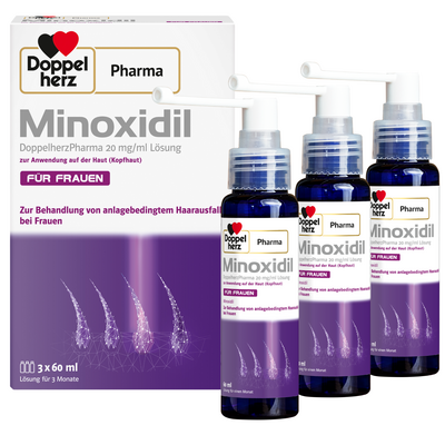 Queisser Pharma GmbH & Co. KG MINOXIDIL DoppelherzPhar.20mg/ml Lsg.Anw.Haut Frau 3X60 ml 17268557