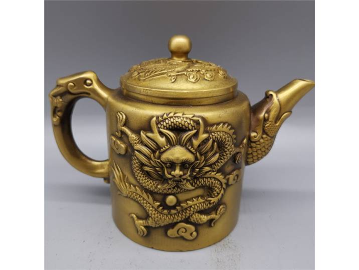 Articles anciens divers : laiton, théière dragon et phénix, ornements décoratifs vieillis, cadeaux