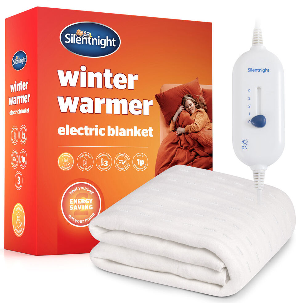 Silentnight Winter Warmer Electric Blanket - Ultra Fast Heat up with Heat Safe White Super King
