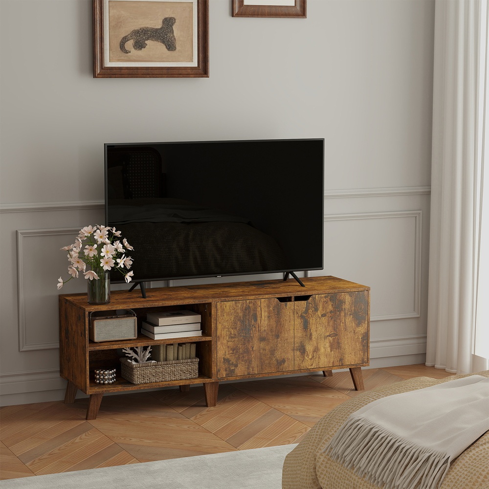 VASAGLE TV-Schrank, Fernsehtisch mit 2 Türen, 140 cm lang LTVB35027X01