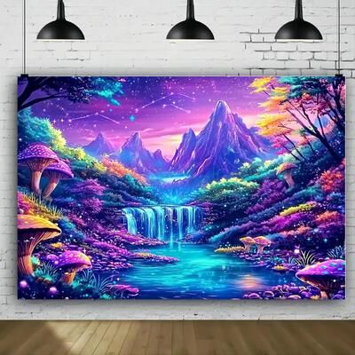 Inspired Finds VIKAMA Glow Forest Tapestry Wall Hanging Glow In The Dark Tapestry For Bedroom Aesthetic Decor 59.06x78.74 In (4.9x6.6 Ft)