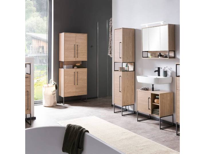 home24 Hoge kast Limone 65cm bruin/lichte eikenhouten look