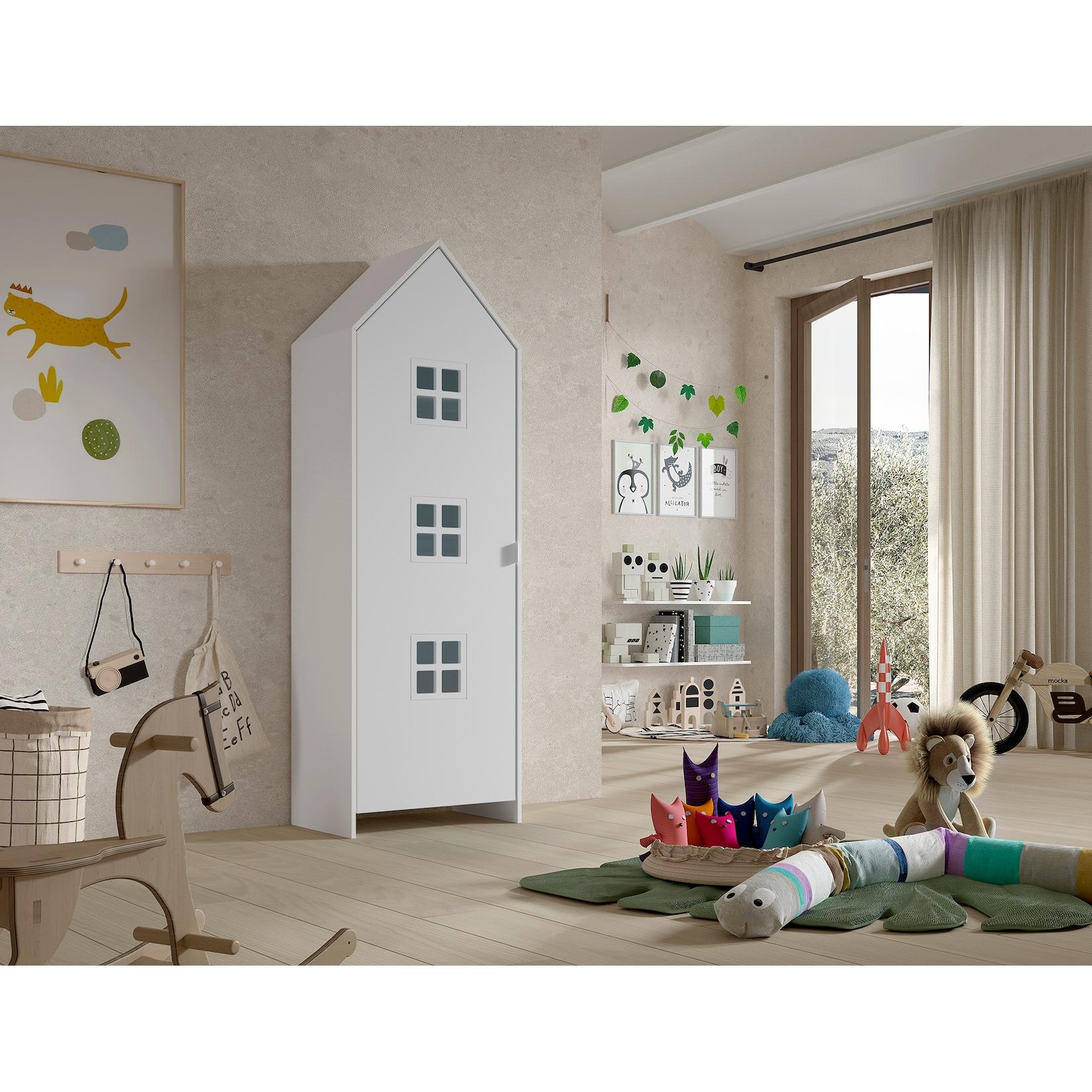 CASAMI BRUGES Schrank mit 1 Tür, 3 Fenster, Ausführung MDF weiß lackiert