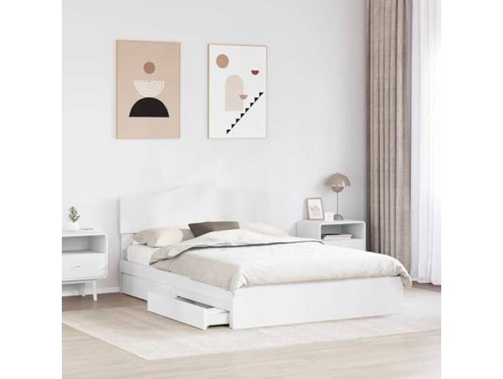 KTHLBRH Bettkasten weiß 140 x 190 cm Holz mehrschichtig Mit Schubladen, modernes Design, einfache Montage, robuster Rahmen für Zimmer