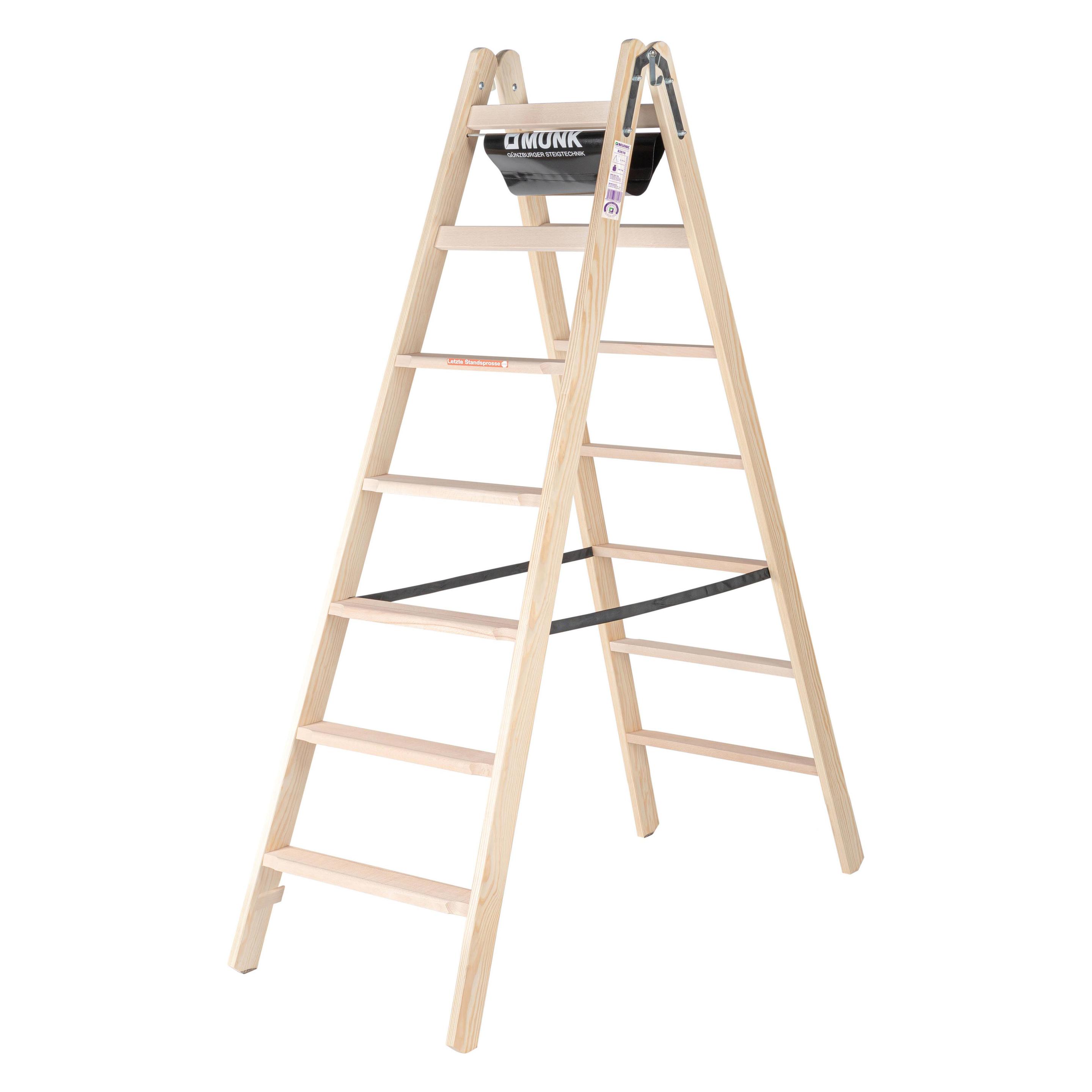 Günzburger Stufen-Stehleiter Holz beidseitig begehbar 2x7 Stufen (Stehleiter, 317.50 cm) (33814)