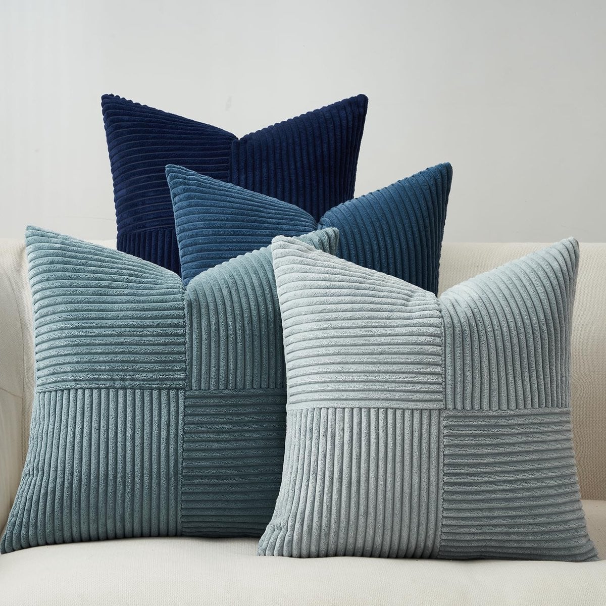 Ibenzoa Set van 4 fluwelen kussenslopen - Blauw