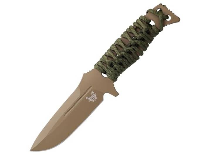 Benchmade - 375FE-1 festes Adamas-Messer, Drop-Point-Klinge, einfarbige Kante, flache Erde skeletonisiert mit Paracord-Griff