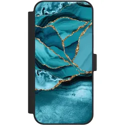 Nivocase Klapphülle für Apple iPhone 15 Plus Handyhülle aus Kunst Leder NIVOflip schwarz Edelstein Glitzer (Apple iPhone 15 Plus), Smartphone Hülle, Schwarz