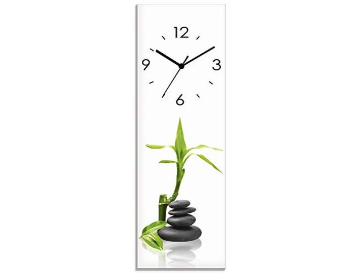 ARTLAND Wanddeko Wanduhr ohne Tickgeräusche Glas Quarzuhr 20x60 cm Rechteckig Lautlos Asiatische Motive Zen Steine Spa Asia S7MF
