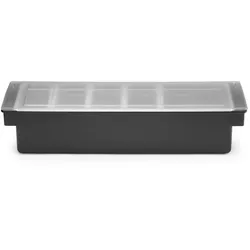6x Zutatenbehälter – 5 Fächer,BarUp,Schwarz,480x150x(H)100mm
