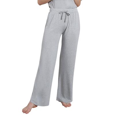 Relaxhose TOM TAILOR "Manila", Damen, Gr. 46, N-Gr, grau, Single Jersey, Obermaterial: 95% Viskose, 5% Elasthan, meliert, bequem lang, Hosen Relaxhose, Bindeband, Seitentaschen, breiter Bund, Viskosemix, kühlend, bequem