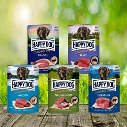 Happy Dog Dosen Pur 12 x 400 g - Mischtrays mit je 2 x 400 gr. sortiert