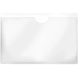 100 Visitenkartentaschen, selbstklebend, PP-Folie Daumenaussparung an der offenen Breitseite | 90 x 60 mm, transparent