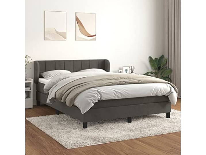 RJPLMFV Lattenrost, Matratze, Dunkelgrau, 140 x 200 cm, Velours Verstellbarer Kopf, Taschenfedern, mittlere Unterstützung, weicher Matratzenschoner