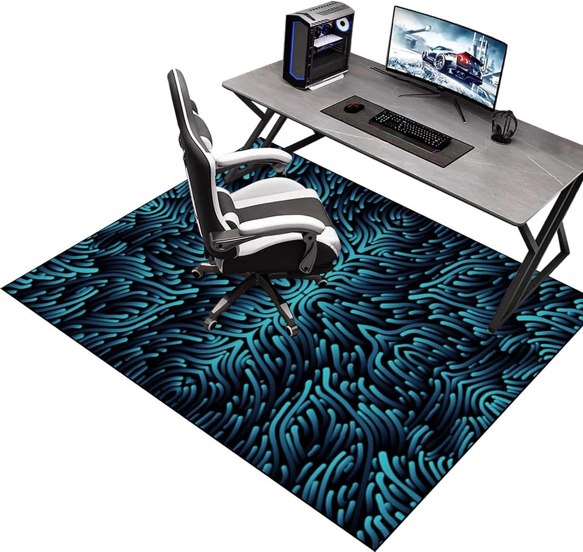 Stoelmat Vloerbeschermer Grijs - Antislip Bureauonderlegger van Katoen en Polyester - 80 x 100 cm