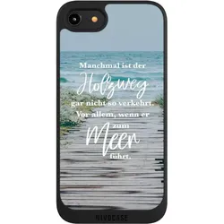 Nivocase Handyhülle für Apple iPhone 7 Hülle NIVOpure Case Schwarz Statement Strand Spruch (Apple iPhone 7), Smartphone Hülle, Schwarz