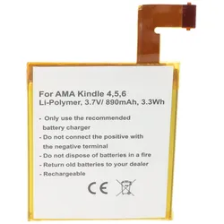 AccuCell Akku passend für Amazon Kindle 4, Kindle 4G, Kindle 5 und Kindle 6 Akku 515-1058-01 3,7 Volt 890mAh