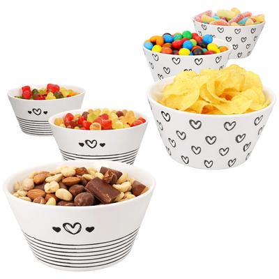 6er Set Cupid Müslischalen Porzellan schwarz weiß Herz 250ml Bowl Dessert Salat