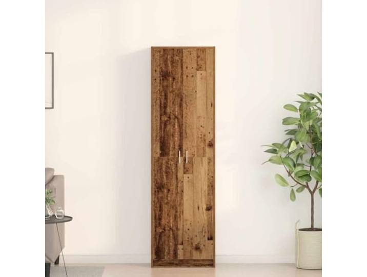 MBDRKVGF Kleiderschrank mit 5 Regalen, Holzwerkstoff, Altholz, 55x25x189 Platzsparendes Design, Flügeltüren mit Stangengriffen, Robuste Konstruktion
