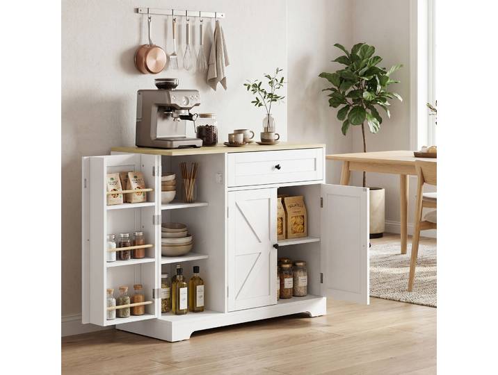 HOMCOM Buffet Campagne Portes Coulissantes Tiroir 2 Étagères Cuisine