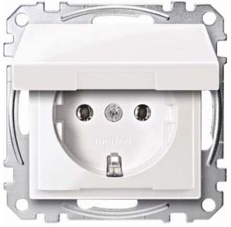 Merten SCHUKO-Steckdose pws/gl Klappdeckel MEG2311-0319)