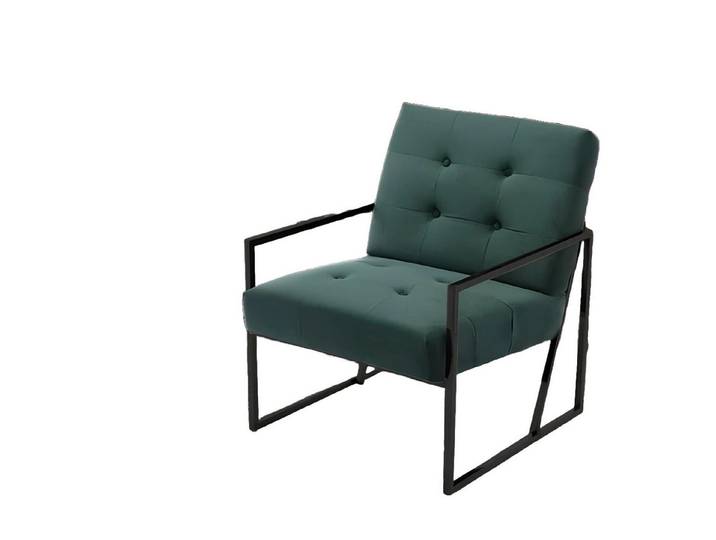 Xlmoebel Sessel Eleganter dunkelgrüner Sessel aus Textil mit Metallbeinen (Sessel), Hergestellt in Europa