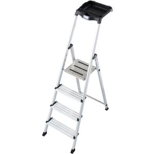 Krause Stehleiter Monto Secury MultiGrip, 126528, aus Aluminium, bis 150kg, mit 4 Stufen à 10cm Tiefe