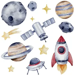 WANDAUFKLEBER 80x117cm - Der Raum des Planeten