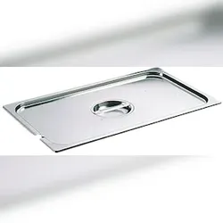 Matfer Edelstahldeckel mit Griff GN 1/1 und Löffelaussparung - für Behälter ohne Griff (748501)