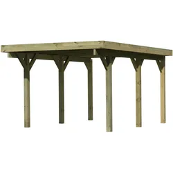 Karibu Carport Einzelcarport Classic Einzel 1 Stahldach o. Rundbögen (Holzcarport) inkl. gratis H-Pfostenanker