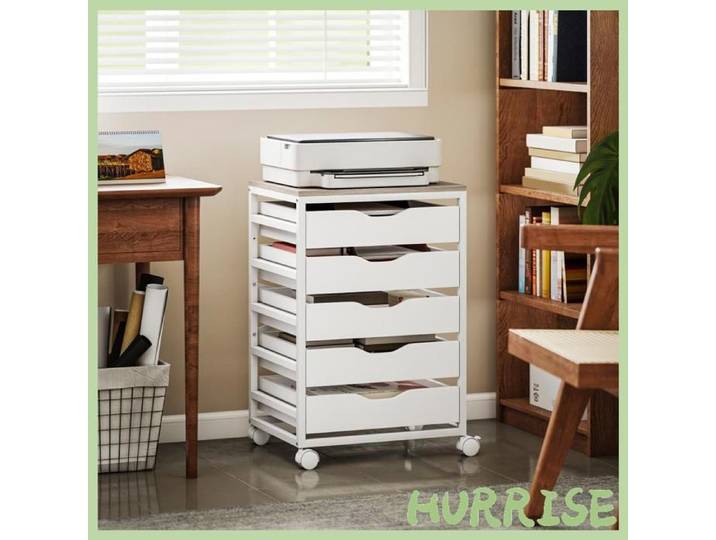 Cocosity Caisson Bureau Mobile Meuble Rangement Sur Roulettes Bois Avec 5 Tiroirs Poignées Encochées 50 X 40 X 74 5 Cm Blanc