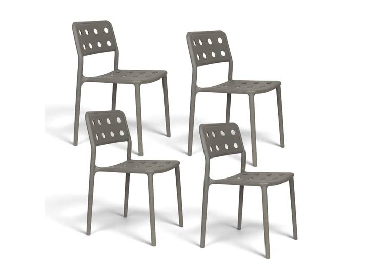 Stackable design garden chair Serra - set of 4, Gray, New - Modern & weatherproof