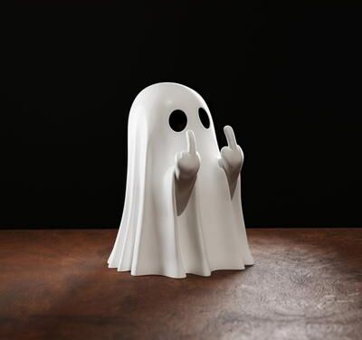 Multisell Products Hub Adorable Horror Figure, Cute Middle Finger Ghost Statue, Small Halloween Decor For Home, Centerpiece For Coffee Table white