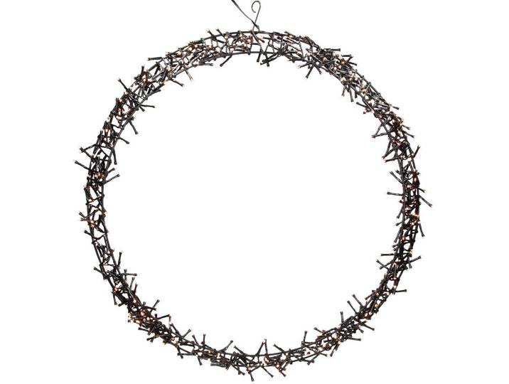 ECD-Germany LED Lichterkranz Ø58 cm 500 LEDs Warmweiß, Schwarz, Metall, Rund, LED integrated, 6.5x58x58 cm, Lampen & Leuchten, Innenbeleuchtung, Dekoleuchten