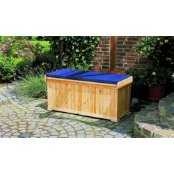 Kissenbox mit Bank Poltawa - 120 x 50 x 55 cm - Farbe: Natur - Sitztruhe mit Stauraumfunktion aus unbehandeltem Fichtenholz - inkl. Sitzauflage
