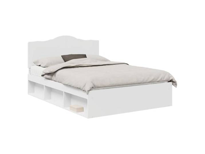 ZQQLVOO Bed Frame with Headboard White 150 x 200 cm Solid Wood Holzwerkstoff, festes Lattenrost, minimalistisches Design, für Schlafzimmer und Gästezimmer