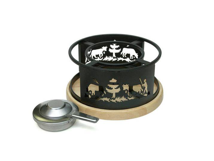 Heidi Cheese Line Rechaud, Schwarz, Holz, Metall, rund, rostfrei, Geschirr, Kannen & Karaffen, Teekannen