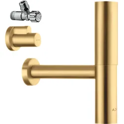 hansgrohe AXOR flowstar Designsiphon Set, mit zwei Eckventil und Schubern, 51304250, Farbe: Brushed Gold Optic