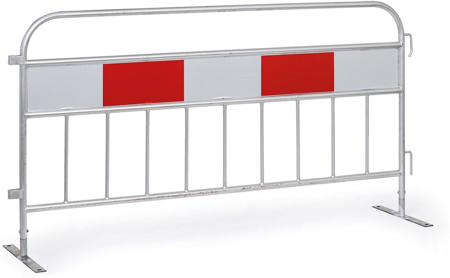 B2B Partner Mobiler Metallzaun mit Füßen und Warnfolie, 2100 x 1100 mm
