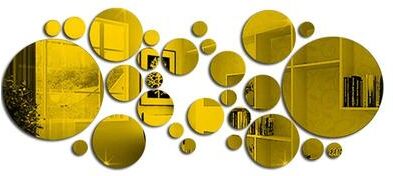 Modern Mode Marketplace Acrylic Mirror Wall Sticker DIY Round Mirror For Bedroom, Bathroom, And TV Room Decor gold