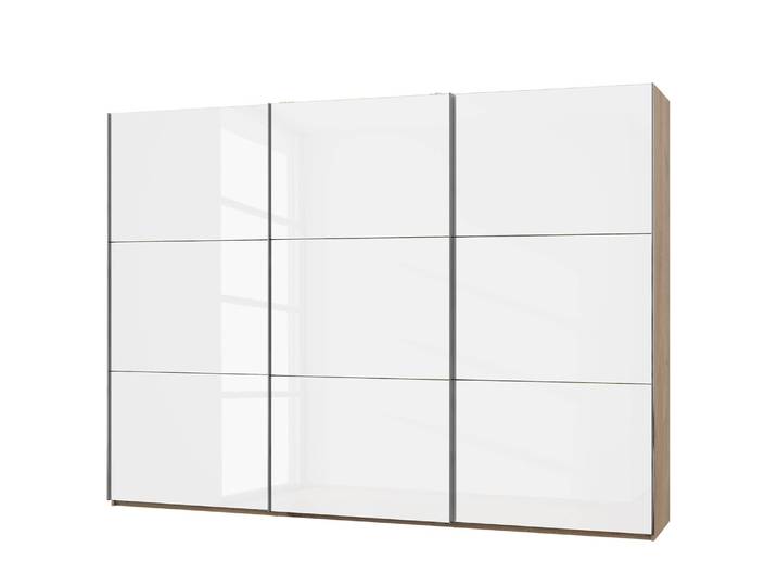 Schwebetürenschrank Level 36 D I 300 x 216cm Weiß/Hochglanz Weiß/Eiche Dekor