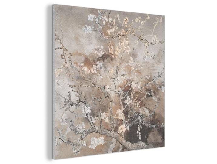 MuchoWow Akustikbild - Mandelblüte - Kunst - Van Gogh - Beige - Abstrakt - 60x60, Braun, Kunststoff, Quadratisch, 60x60x0.9 cm, Wandverkleidung, Akustikpaneele