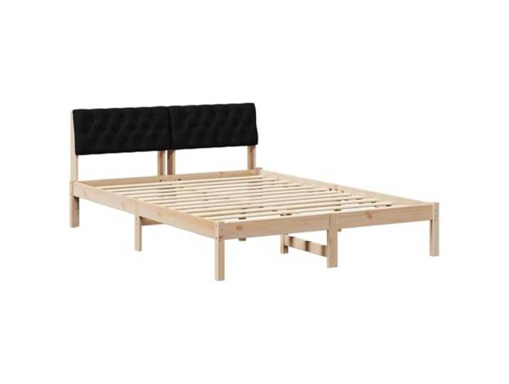 PUGYNBK Bettgestell 150 x 200 cm, Kiefernholz, Kopfteil Polyester Modernes Design, solide quadratische Beine, Wandmontage, einfache Reinigung, zeitgenössischer Stil